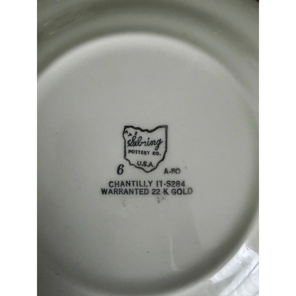 Set of 2 Sebring Pottery Chantilly Plates, Fragonard Courting Couple, 22K Gold